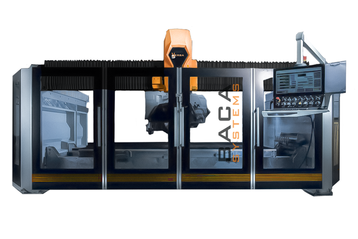 A closed-in view of BACA's Versa 5 CNC saw.