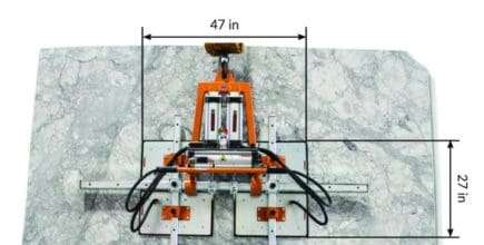 Dimensions for BACA's Vacuum lifter (47 inches by 27 inches)