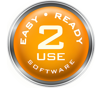 An orange button that reads 'easy ready 2 use software'